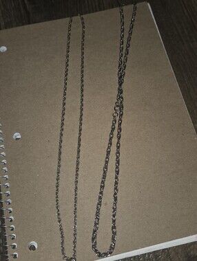 Estate Vintage Jewelry Necklace Set of 2 Chain Silver Metal